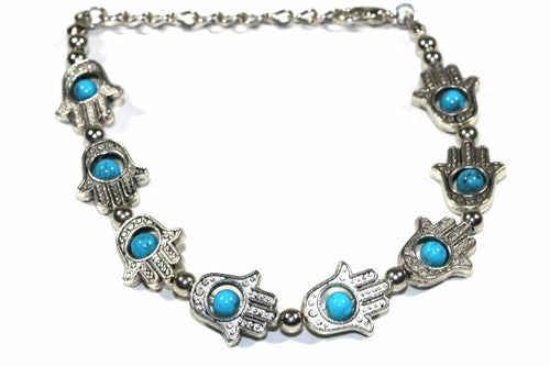 Pulsera con manos de Hamsa y cuentas vibrantes