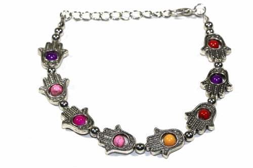 Pulsera con manos de Hamsa y cuentas vibrantes