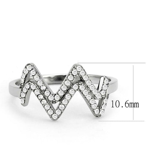 DA339 - Anillo de acero inoxidable sin chapar con circonita cúbica de grado AAA en color transparente.