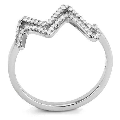 DA339 - Anillo de acero inoxidable sin chapar con circonita cúbica de grado AAA en color transparente.