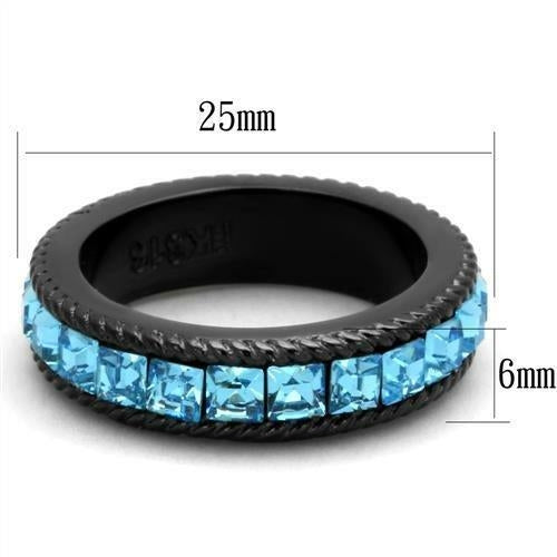 TK1867 - Anillo de acero inoxidable IP negro (chapado iónico) de primera calidad