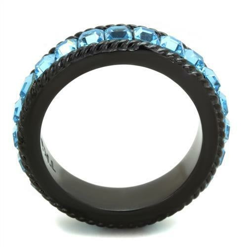 TK1867 - Anillo de acero inoxidable IP negro (chapado iónico) de primera calidad