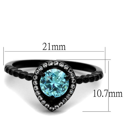 TK2364 - Anillo de acero inoxidable con revestimiento iónico negro (IP) y circonita cúbica de grado AAA.