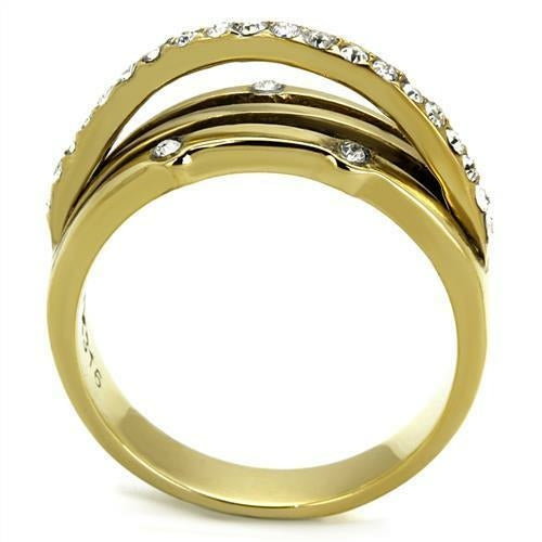 TK2611 - Anillo de acero inoxidable con baño de oro IP (chapado iónico) de alta calidad.