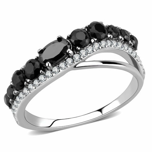 DA269 - Anillo de acero inoxidable pulido brillante (sin chapado) con grado AAA