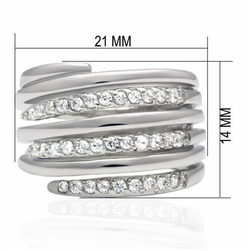 LO2075 - Anillo de latón rodiado con circonita cúbica de grado AAA en color transparente.