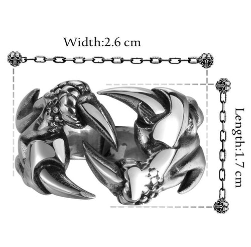 Anillo de acero inoxidable para hombre estilo motero con garra de dragón