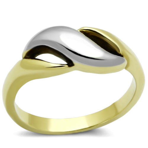 TK1089 - Anillo de acero inoxidable bicolor con baño de oro IP (chapado iónico)