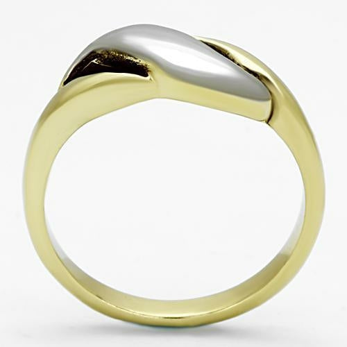 TK1089 - Anillo de acero inoxidable bicolor con baño de oro IP (chapado iónico)
