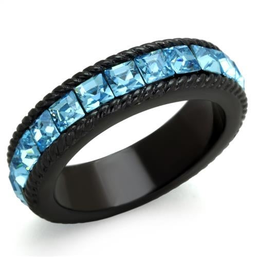 TK1867 - Anillo de acero inoxidable IP negro (chapado iónico) de primera calidad