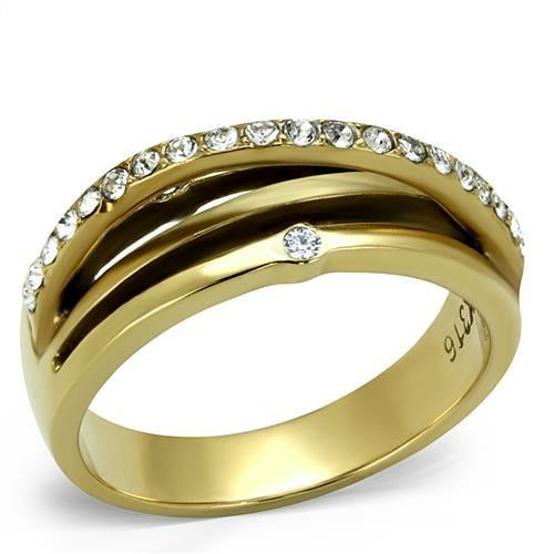 TK2611 - Anillo de acero inoxidable con baño de oro IP (chapado iónico) de alta calidad.