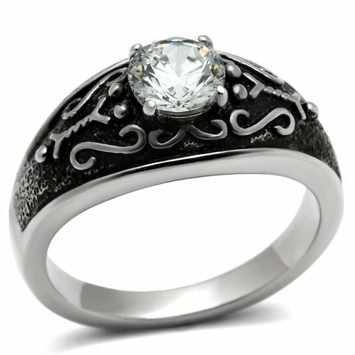 TK373 - Anillo de acero inoxidable pulido brillante (sin chapado) con grado AAA