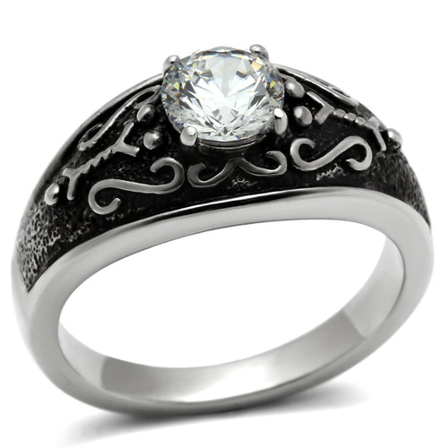 TK373 - Anillo de acero inoxidable pulido brillante (sin chapado) con grado AAA