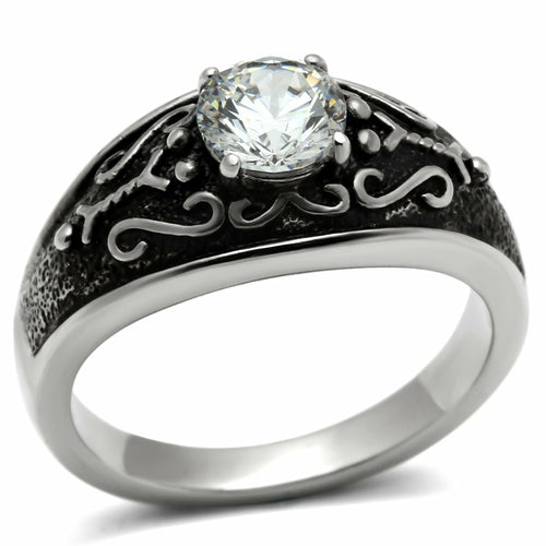 TK373 - Anillo de acero inoxidable pulido brillante (sin chapado) con grado AAA