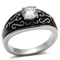 TK373 - Anillo de acero inoxidable pulido brillante (sin chapado) con grado AAA