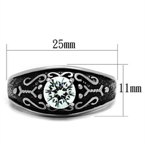 TK373 - Anillo de acero inoxidable pulido brillante (sin chapado) con grado AAA