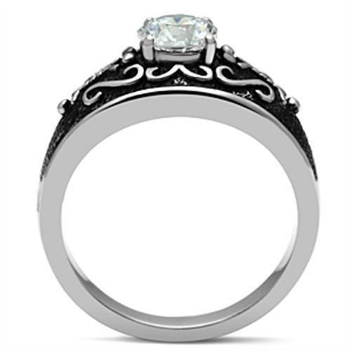 TK373 - Anillo de acero inoxidable pulido brillante (sin chapado) con grado AAA