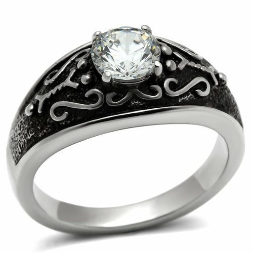 TK373 - Anillo de acero inoxidable pulido brillante (sin chapado) con grado AAA